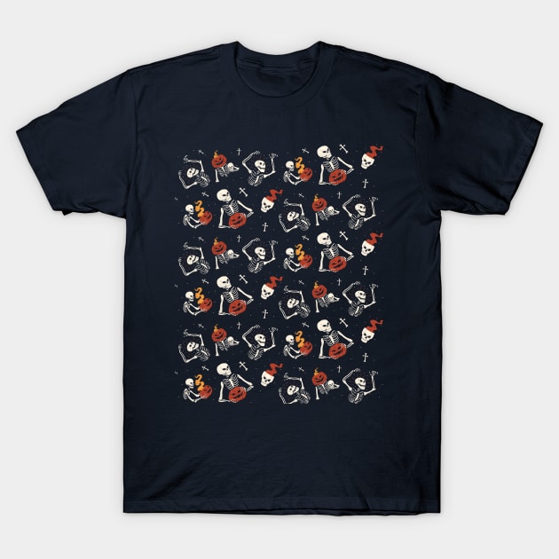 Halloween Skeletons Pattern T-Shirt by M n' Emz Studio